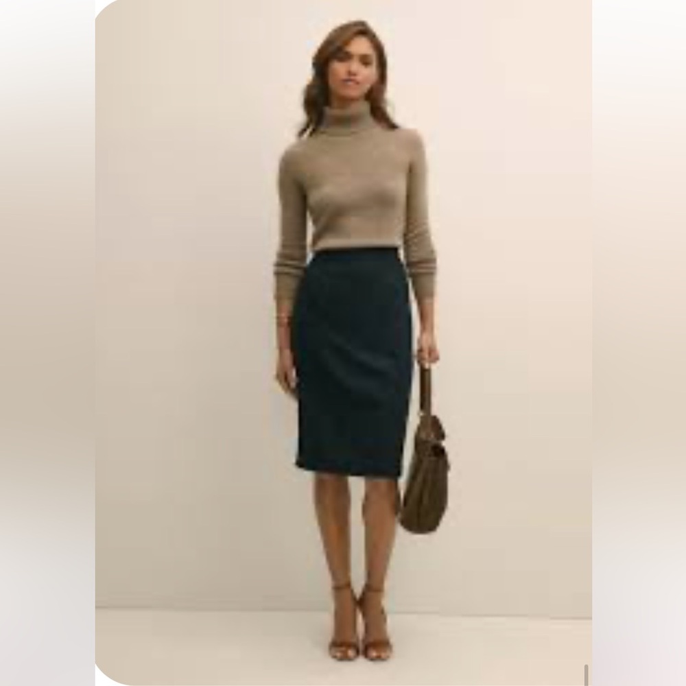 Loft Black Pinstripe Midi Skirt